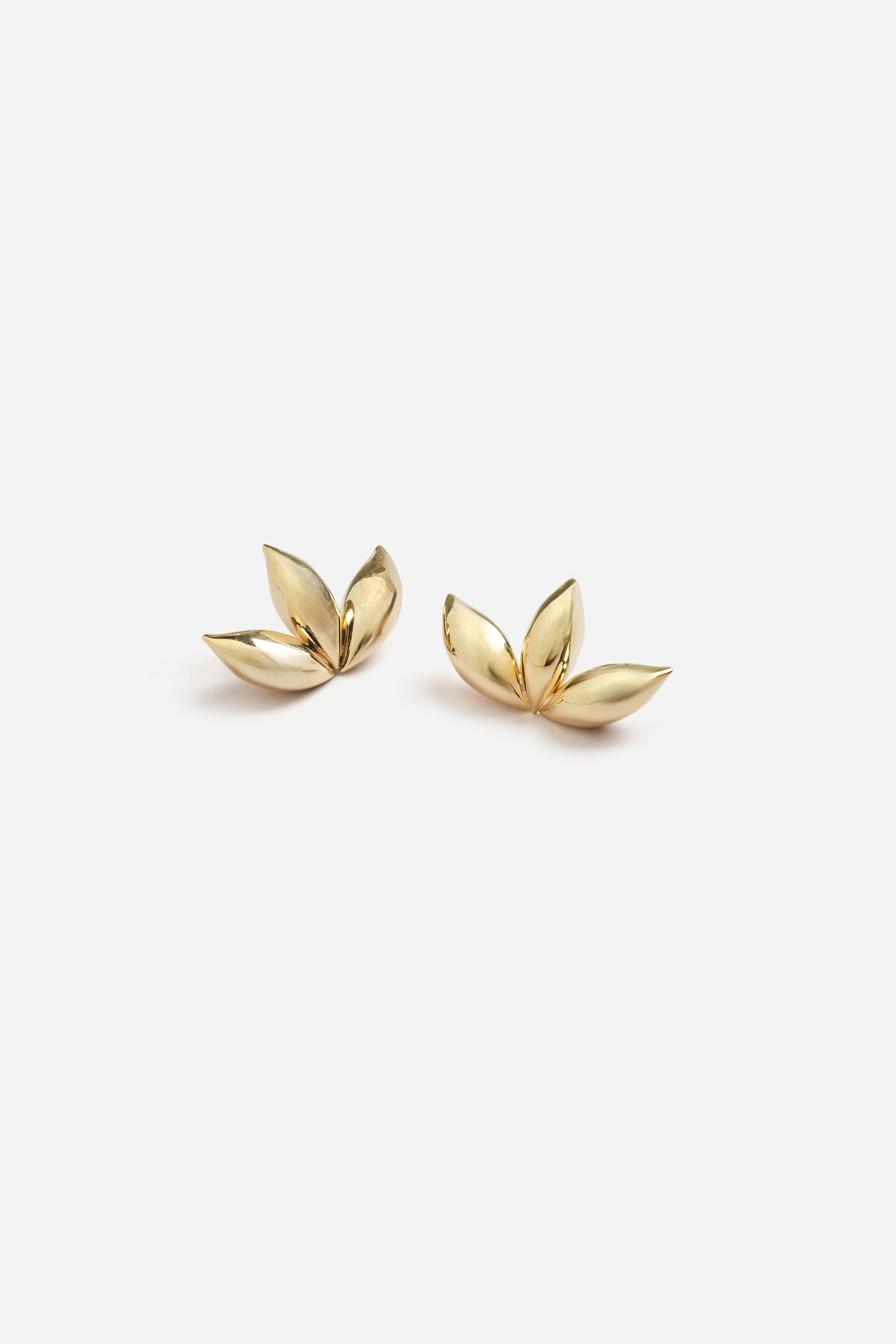 Petal Panache Golden Stud Earrings, , image 2